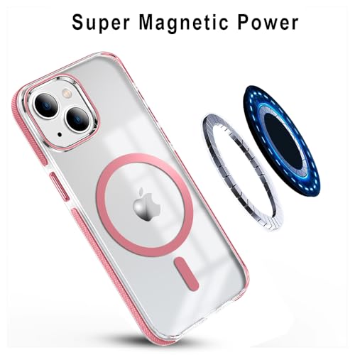 Image of MINTZZ ️ for iPhone 14 Case, Compatible with MagSafe, Military-Grade Protection, Yellowing Resistant, Scratch-Resistant TPU Back, Magnetic Phone Case (Pink, iPhone 14)