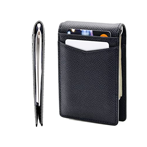 The Tanned Cow- High Capacity Money Clip Wallet - Mens Wallets slim Front Pocket RFID Blocking Card Holder Minimalist Mini Bifold (Black)