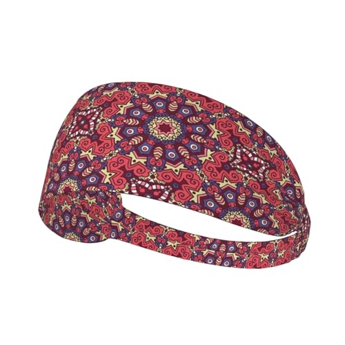 Ethnic Boho Floral Elastic Exercise Headband For Women&Men,Wide Headbands For Women Athletic Sweatbands - Fashion Elastic Sports Hair Band For Yoga Fitness
