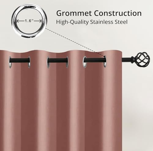 Image of Cloth Fusion 100% Blackout Door Curtains 9 Feet Long Set of 2 with Blackout Lining, Double Layer Room Darkening Parda with Stainless Steel Grommets for Home Decor (9x4 Feet, Mauve)