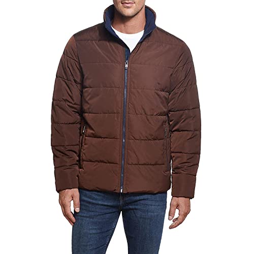 Image of Weatherproof Hooded Puffer Jacket for Men - Water Resistant Bubble Coat for Men | Puffy Alternative Down Jacket
