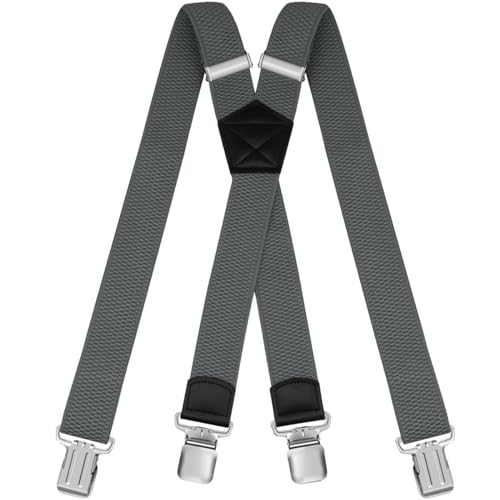 Hombre Elásticos Adjustable 3,8 cm Ancho tirant para Pantalones Elegante Retro X Forma Tirantes Caballero Para Hombre y Mujer, Longitud 120 cm (Gris)