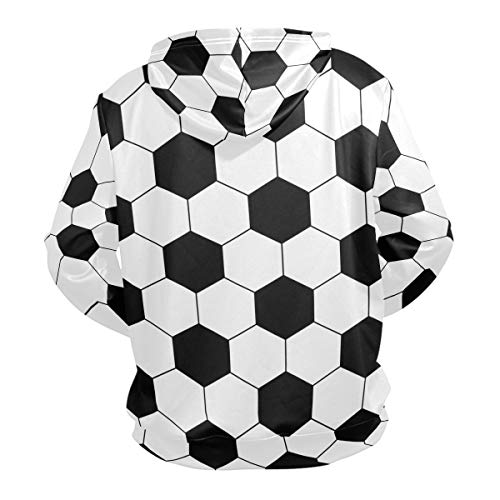 Moletom masculino com capuz e manga comprida com estampa 3D hexagonal bola de futebol, Multicolorido
