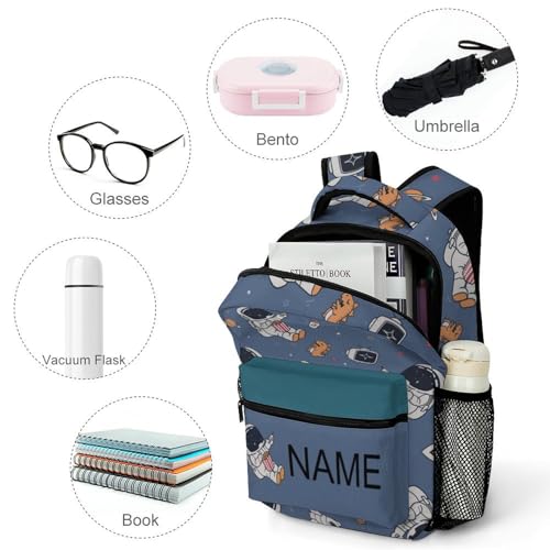 Personalized Astronaut Backpack with Name, Custom Daypack Bags, Astronaut Spacecraft Pattern Print, 17', Casual3