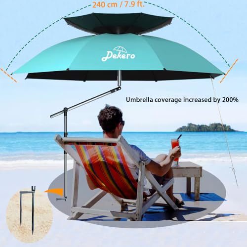Dekero 7.9Ft Windproof Beach Umbrella,Heavy Duty Uv Protection Portable Umbrella With Sand Anchor,Tilt Aluminum Pole thumb #6