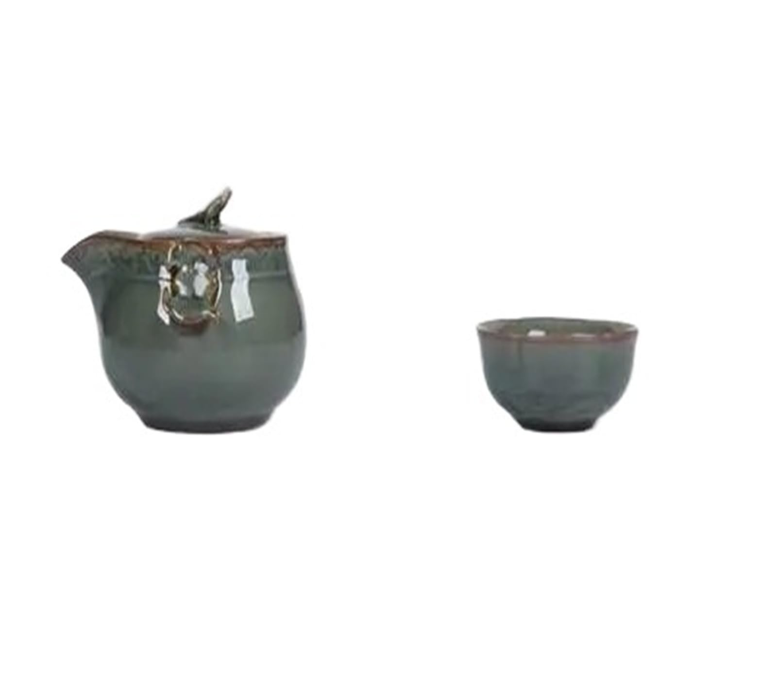 Juego de té portátil Longquan Celadon, olla con 2 tazas de té