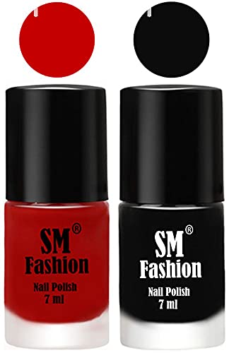 Image of Long Lasting Nail Polish | Nail Paint Combo 7 ml Each) - Set of 2 Orange-Black