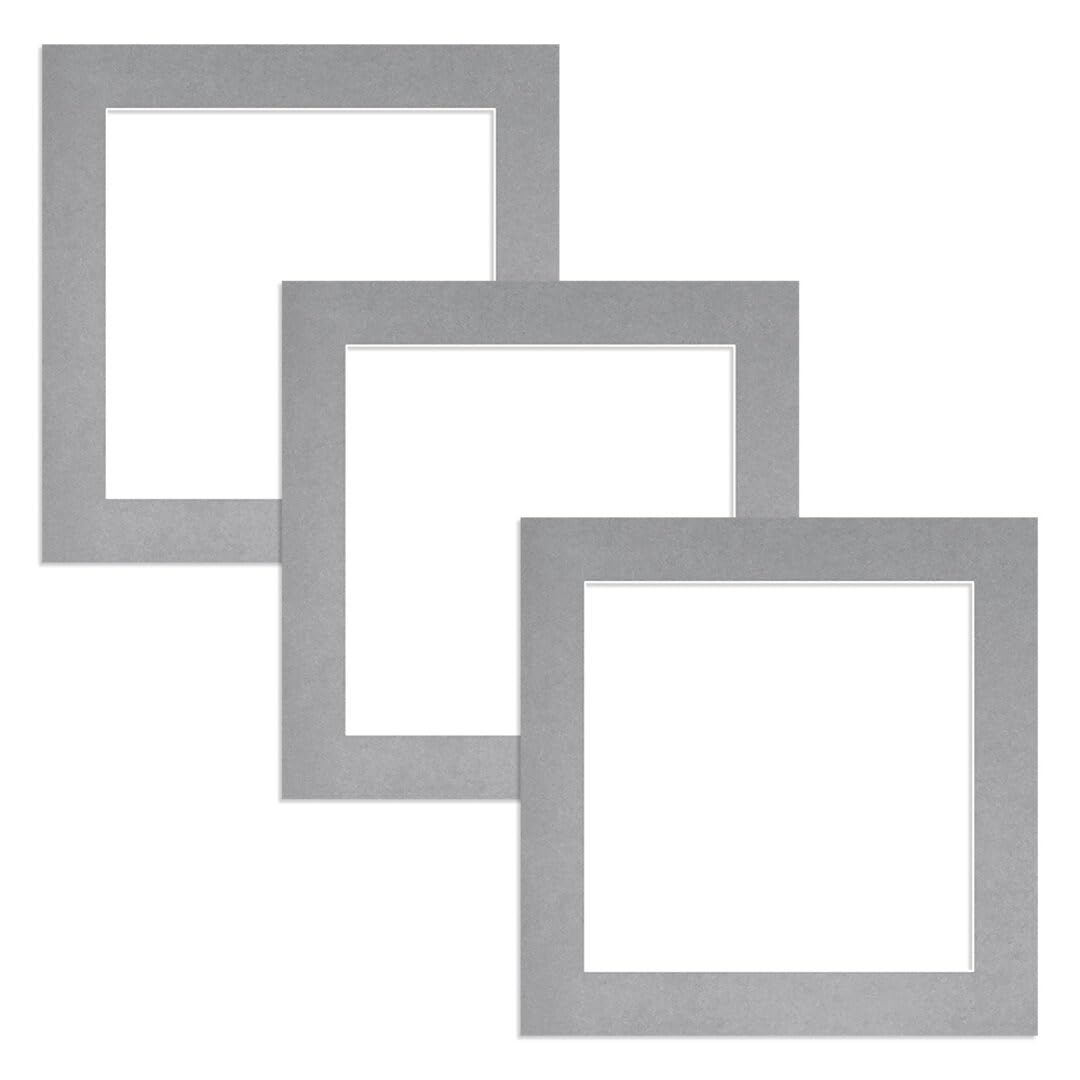 Alison Kingsgate 8X8 Silver Picture Mount for Frame - 6X6 Aperture - Pack 3