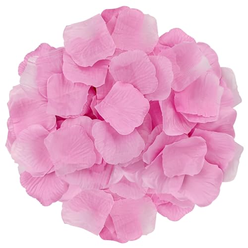 QIANCAIWANG 500 Pcs Rose Petals, Artificial Rose Flowers, Silk Rose Petals for Bedroom, Wedding, Confession, Engagement Decorations (500, Pink)