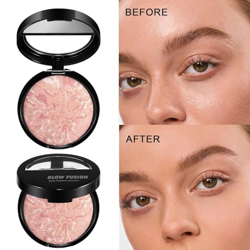 Image of Marble Baked Makeup Setting Powder, Luminous Finish Waterproof Sweatproof Conceal Foundation, 24 H No-Transfer No Smudge Oil-Control Pressed Powder Makeup Base (#04 EDIUM BEIGE, 0.53 OZ)