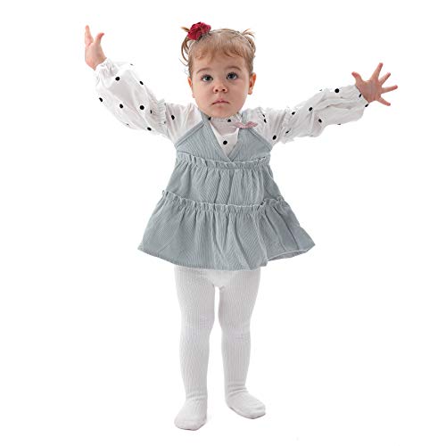 Image of EPEIUS Baby Girl Tights Cable Knit Cotton Seamless Footed Leggings 0-6Y