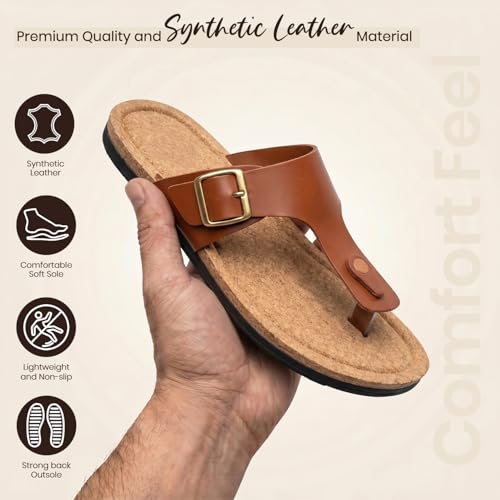 Image of Poddar Slippers, Sandals & Chappals for Men | Synthetic Leather Comfortable Footwear | Daily Use, Casual, Party, Stylish, Durable, Waterproof, Soft Sole, Anti-Slip (30052 Slipper)
