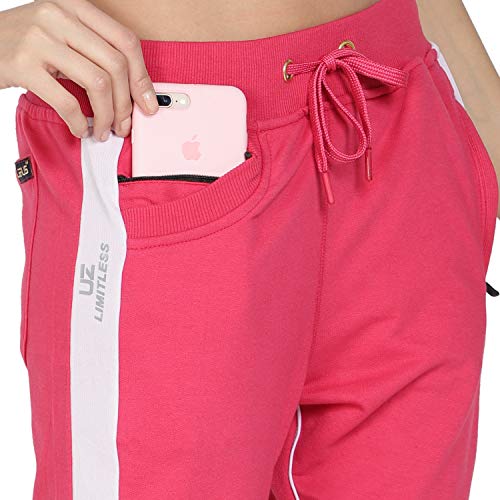 Image of UZARUS Women's Cotton Slim Fit Joggers Track Pants with 2 Zippered Pockets