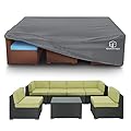 STARTWO Patio Furniture Covers Waterproof, Anti-UV Tear-Resistant 500D Heavy Duty 7-12 Seats Outdoor Furniture Cover for Sectional Sofa and Table Chairs, 110"x84"x28", Grey