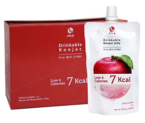 Jelly B Drinkable Konjac Jelly (10 Packs Of 150Ml) - Healthy And Natural Weight Loss Diet Supplement Foods, 0 Gram Sugar, Low Calorie, Only 6 Kcal Each Packets, (Apple) #TOP1