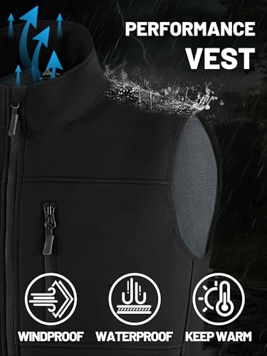 Mens Windproof Golf Vest Outerwear Fleece Lined Softshell Sleeveless Lightweight Jacket2