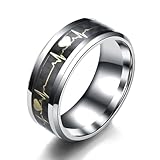 Narica Men's Women's Stainless Steel Heartbeat 8mm Width Band Engagement Promise Wedding Cool Simple Ring 9#