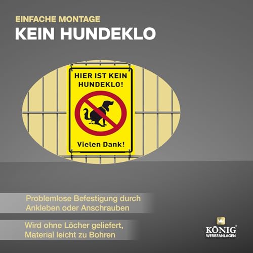 Schild Hier ist kein Hundeklo! gelb | stabiles PVC Schild mit UV-Schutz 20 x 30 cm | Hundehaufen, Hundetoilette | Dreifke®