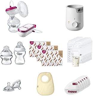 Tommee Tippee Complete Breastfeeding Kit - Made for MeElectric Breast Pump, Baby Bottle and Food Warmer and Breastfeeding Accessories
