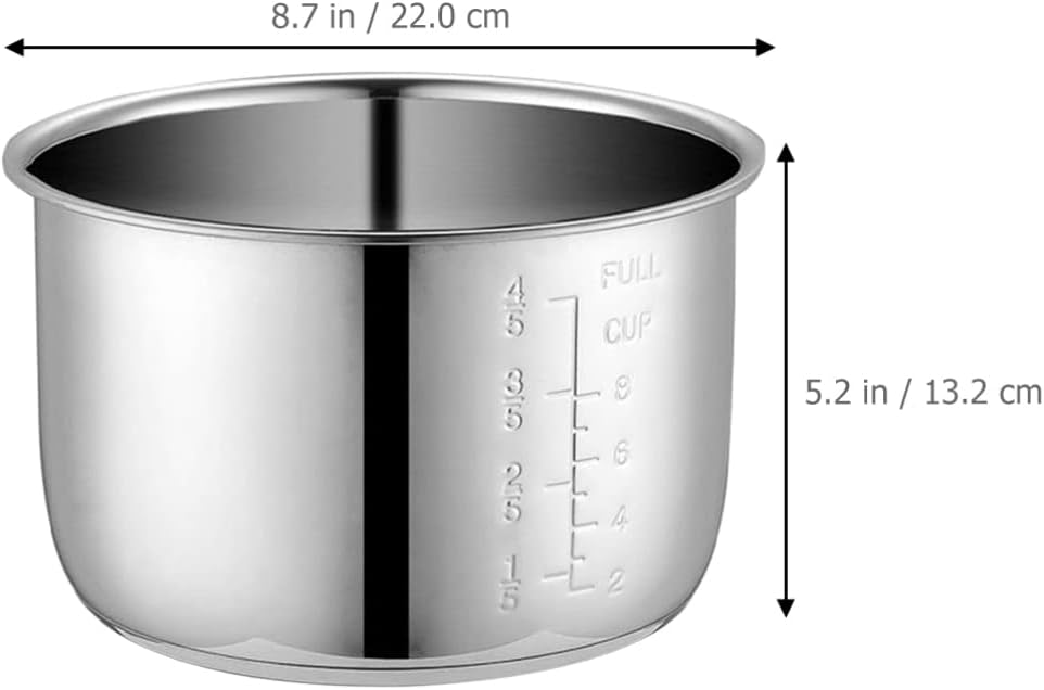 Zerodeko Replacement Inner Pot Stainless Steel Rice Cooker Inner Pot Pressure Cooker Liner Rice Cooker Accessories Cooking Pot Stockpot for Kitchen 4L