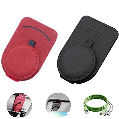 snow keychain Sunglass Holder for Car Visor,Sun Visor Adsorption Sunglasses Holder Clip,Car Visor Accessories for for Storing Glasses Card Mask Black + Red + 3 in 1 Data Cable