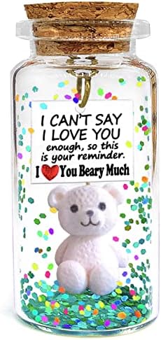 I Beary Love You Cute Teddy Bear Gift, Romantic Message in Bottle Present, Anniversary Decorative Wish Jar Valentines Birthday Christmas Gifts Decorations for Boyfriend Husband Him Her Wife Girlfriend