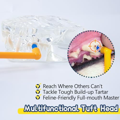 Image of Cat Toothbrush Tuft Head, Small Dog & Puppy Tooth Brushing Kit, Mini Head Teeth Brush for Kitten & Tiny Pet, Doggy Toothbrushes Deep Dental Cleaning, 2 PCS - Orange