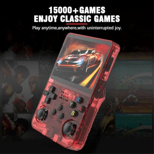 Image of R36S Retro Handheld Game Console With 64G 3.5 Inch IPS Screen Built-In 20000+ Classic Games Open Source Linux System Portable Pocket Video Player With 3200Mah Battery (Transparent Red)
