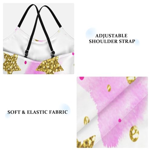 Gold Stars Pink Tie Dye One Piece Swimsuit for Girls, Summer Beach Swimwear, 3-103