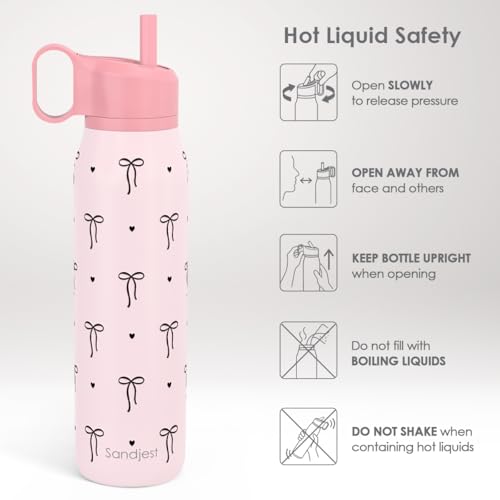 Image of Bow Insulated Stainless Steel Water Bottle with Twist Lid 20oz, Travel Water Bottles for Sports & Gym, Gift for Women Girls Friends Birthday Christmas