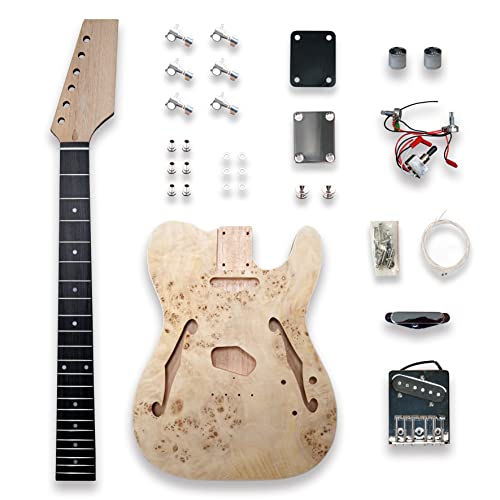 BexGears DIY Electric Guitar Kit Beginner Kits Birdseye Maple veener top Mahogany Body Mahogany Neck Chrome Hardware Right Handed Build Your Own Guitar