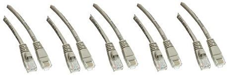 eDragon Cat5e Hi-speed Ethernet Patch Cable, (25 Feet/7.6 Meters), Snagless/Molded Boot, Grey, (5 Pack)