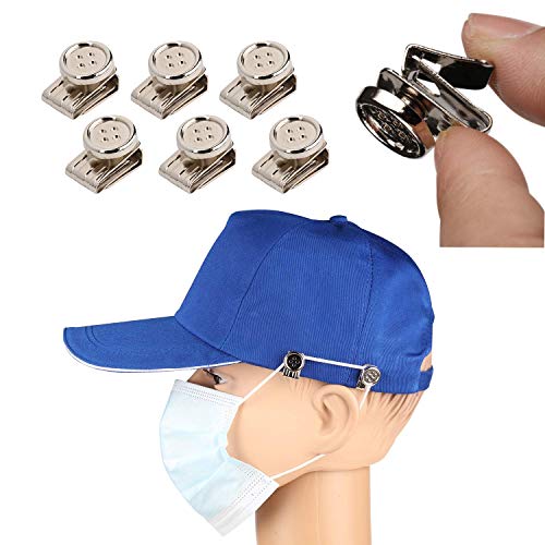Kit&Jet 6PCS Button for Mask,Adjustable Easy Clip on Headband/Hat/Hairband/Beanie/Knitted Hat/Surgical Cap(Movable) Mask Earloop Ear Relief Metal Button (Silver)
