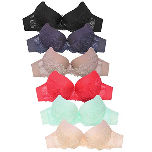 Mamia Women's Laced & Lace Trimmed Bras (Packs Of 6) - Various Styles (38B, 4287P) #TOP6