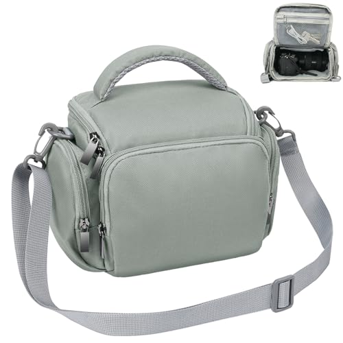 Ainiv Bolsa Camara DSLR, Impermeable y Antigolpes Camera Bag SLR, Correa de Hombro Ajustable, Bolsa para Accesorios Fotografia, Bolsa Camara Fotografica para Sony, Funda Camara para Canon (Gris)