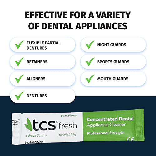 TCS Limpador de aparelhos dentários Fresh, pó de limpeza concentrado de força profissional de 24 uni