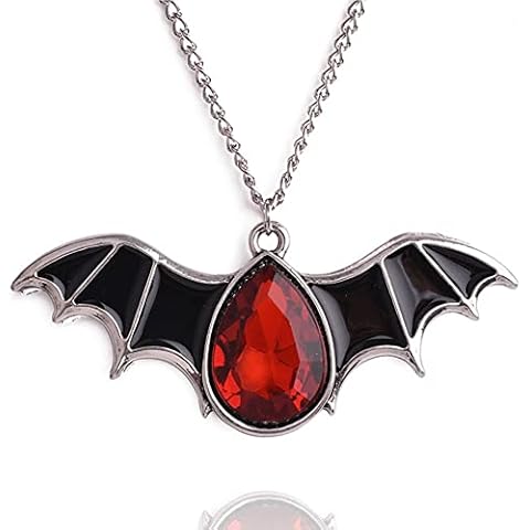 Wudaizhi Halloween Bat Necklace Gothic Bat Pendant Necklaces Jewelry Gift for Women Men Cover
