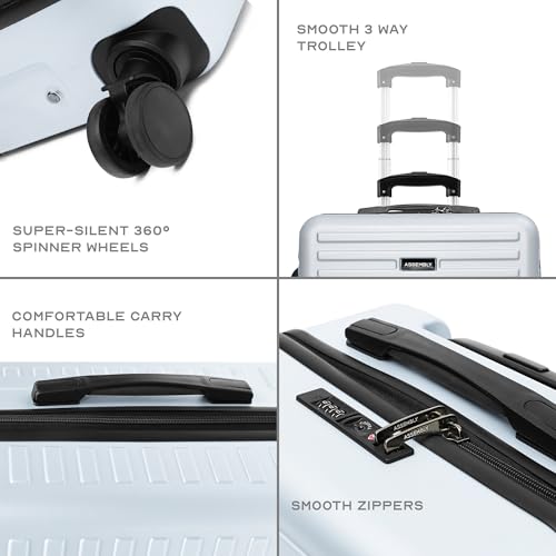 Image of THE ASSEMBLY Premium Polycarbonate Luggage Set Of 2 | Medium 24 Inches & Large 28 Inches Trolley Bags With Spinner Wheels For Travel (Silver)-Stark