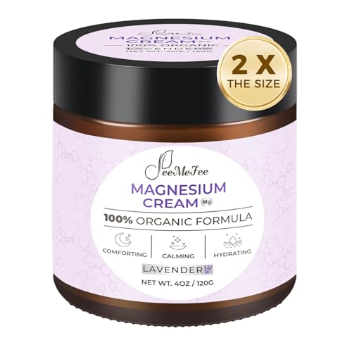 Magnesium Lotion for Sleep, Natural Magnesium Cream for Leg Cramps, Soothing Relief & Muscle Relaxation, Magnesium Butter with Coconut Oil, Shea Butter, Vitamin E, Safe for Kids, Lavender 4 oz