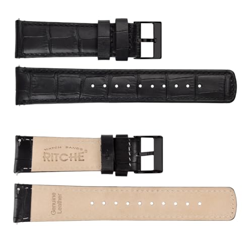 Image of Ritche Christmas Gift Quick Release Leather Watch Bands Genuine Leather Watch Strap for Samsung Galaxy Watch 6 Band Classic 43mm 47mm 40mm 44mm 18mm, 20mm or 22mm for Men and Women, White Elephant Gifts, Stocking Stuffers for Men