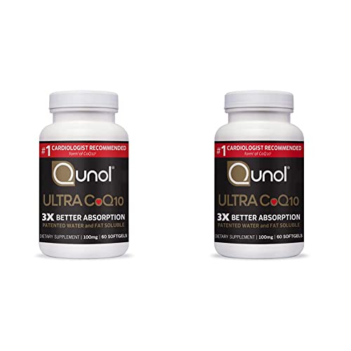 Qunol CoQ10 100mg Softgels Ultra 3X Better Absorption Coenzyme Q10 Supplements - Antioxidant Supplement for Vascular and Heart Health & Energy Production - 2 Month Supply - 60 Count (Pack of 2)