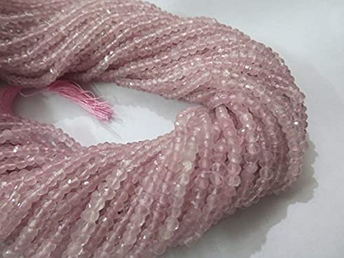 Quartz rose naturel en micro rondelles facettées 3.5mm pour bijoux haut de gamme