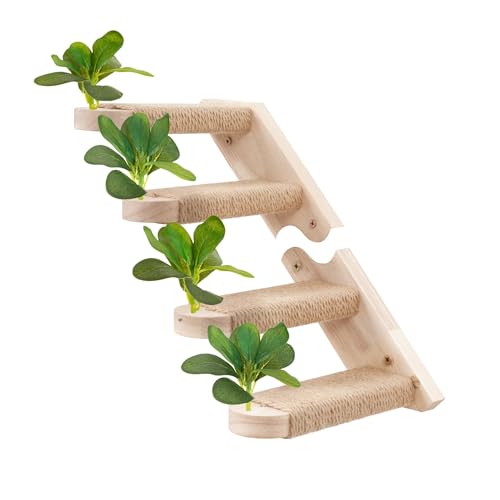 2 Packs Cat Wall Steps Cat Steps for Wall Cat Shelves Cat Stairs Wall Mounted Cat Climbing Stairs Shelf with Jute Scratching and Leaf Cat Tree Wall Furniture Cat Ladder for Wall R leaf3