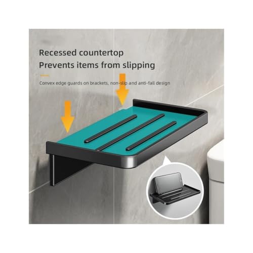 Estantes negros de baño con base transparente para solucionar la falta de espacio 4