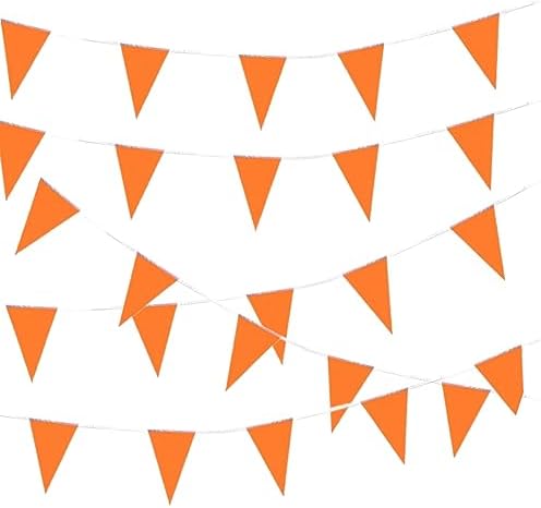 White Flag Pennant Banner String Triangle Bunting Flags Wedding party Banner for Carnival School Patio Pool Camping Birthday Wedding Baby Shower Grand Opening Indoor Outdoor Christmas Decor