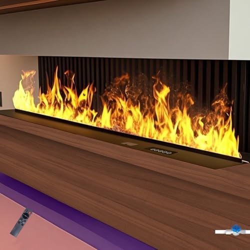 3D Water Vapor Fireplace Smart Electric Flame Decoration Steam Fireplace Humidifier W/Tap Water for Office, Home, Hotel,Restaurant(Single,39.3