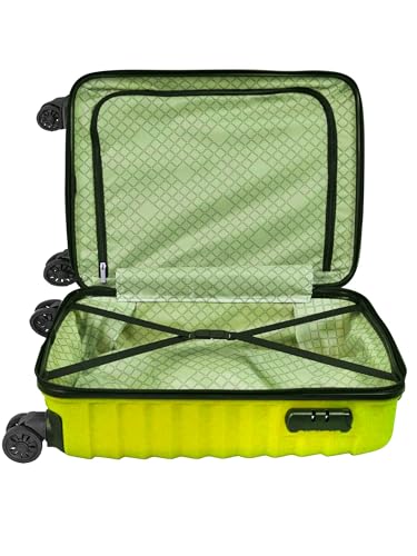 Image of Safari Sonic 77 cms Anti Scratch 8 Wheels Double Spinner Suitcase Secure Zipper Polycarbonate Hardsided Checkin Luggage (Yellow), Small