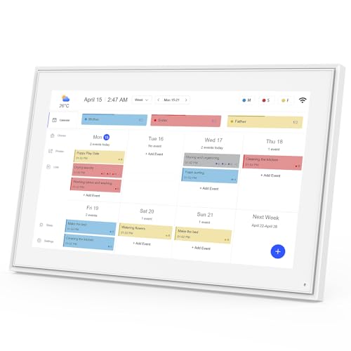 Digital Calendar, 15.6inch Smart WiFi Digital Calendar&Chore Chart, 1920  1080 IPS Touch Screen HD Display for Family Schedules, Wall-Mounted, Share Moments Instantly from Anywhere (White, 15.6 inch)