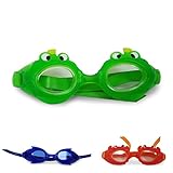 Swimtastic Kids Swimming Goggles - Comfortable & Fun Character Goggles for Boys & Girls (Green Frog)