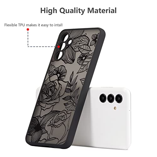 Xizyo For Samsung Galaxy A54 5G Case Cute Rose Floral Phone Case For Women Girls Pattern Printed Design Slim Translucent Matte Tpu Bumper Case Shockproof Protective Case, Black #TOP4